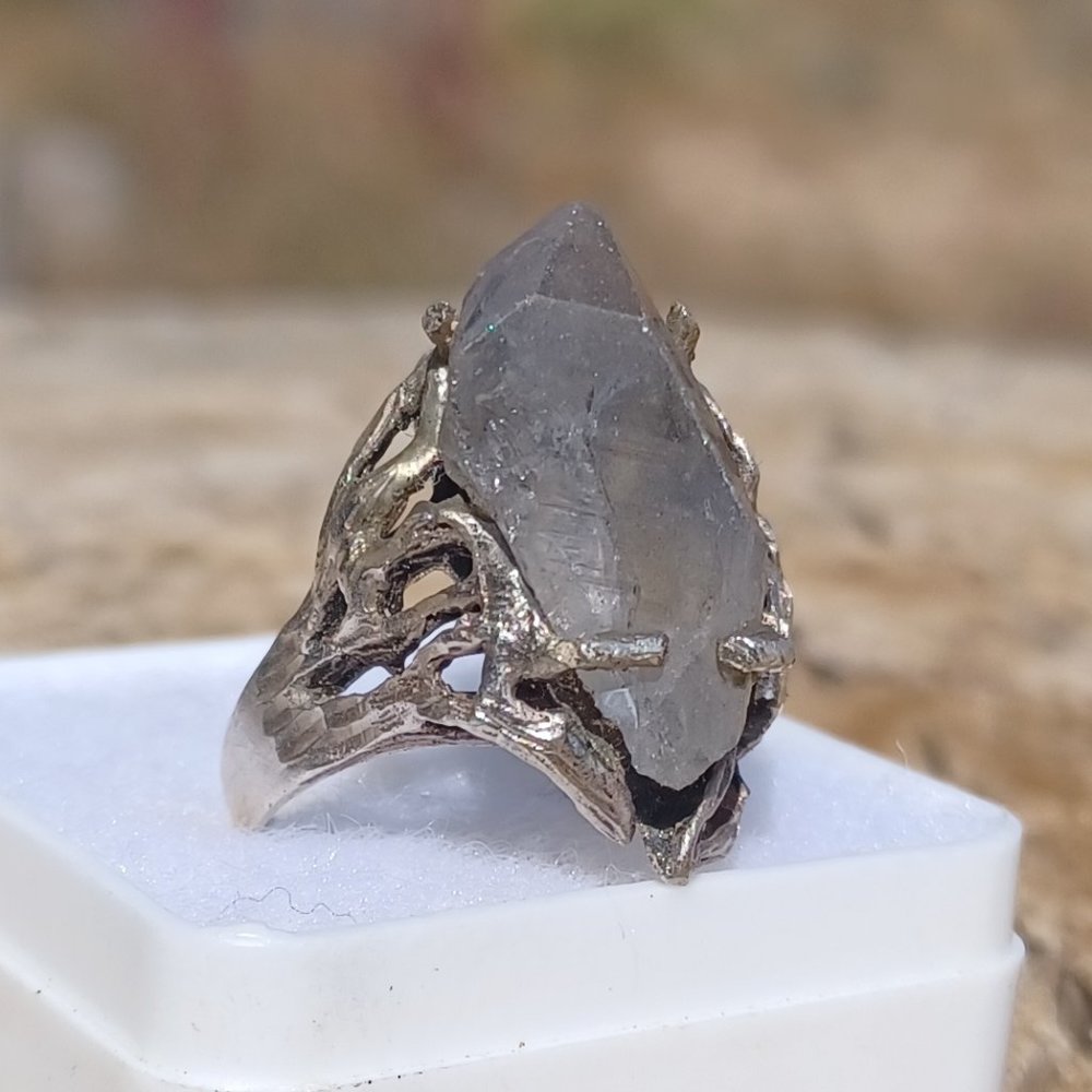 Tibetan Quartz and Silver Ring